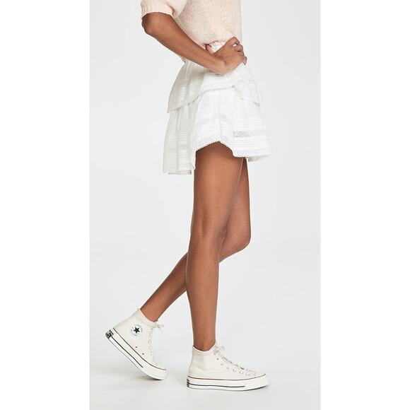 LoveShackFancy Ruffle Miniskirt - S Antique White - Picture 4 of 5